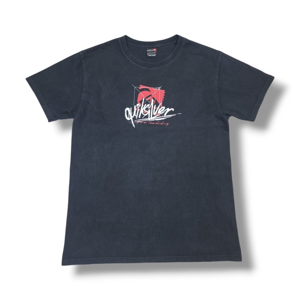 Vintage Quicksilver Global Boarding Double Sided Graphic Black T-Shirt Men's M